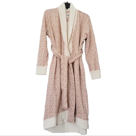 UGG Intimates & Sleepwear New Ugg W Karoline Leopard Soft Fleece Lined Robe Creambrown